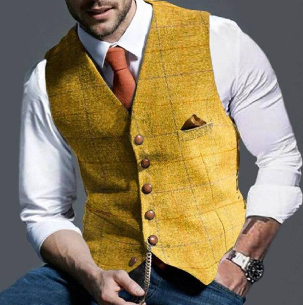 Delphine | Colete Slim Fit Masculino Gola Lapela