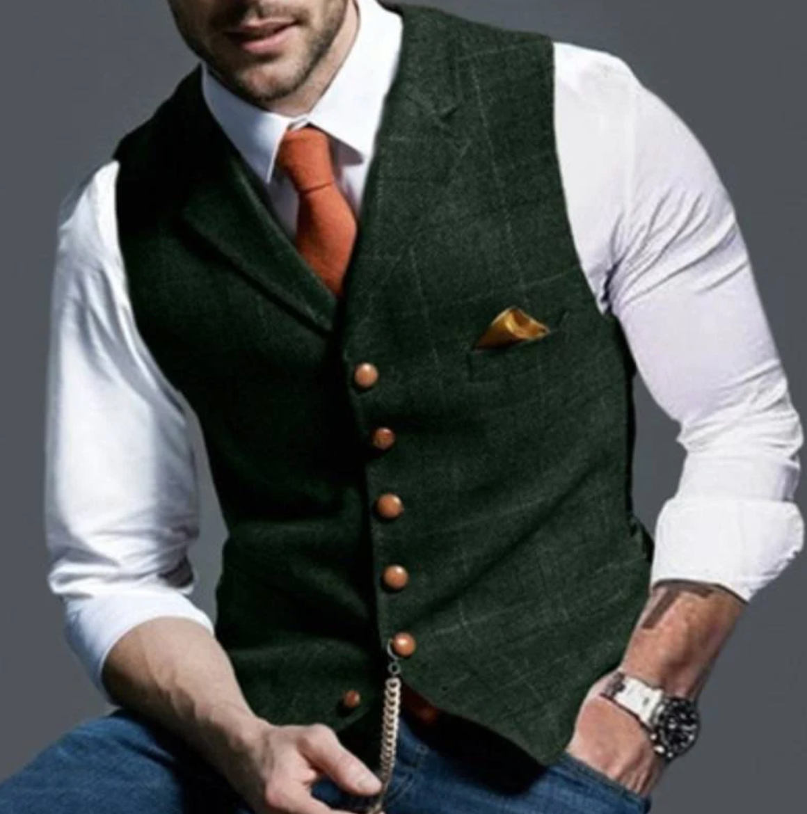 Delphine | Colete Slim Fit Masculino Gola Lapela