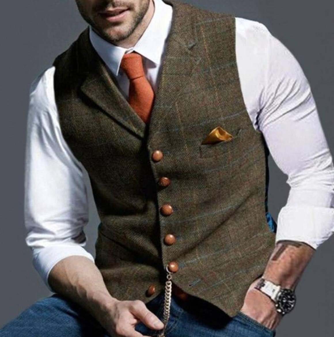 Delphine | Colete Slim Fit Masculino Gola Lapela