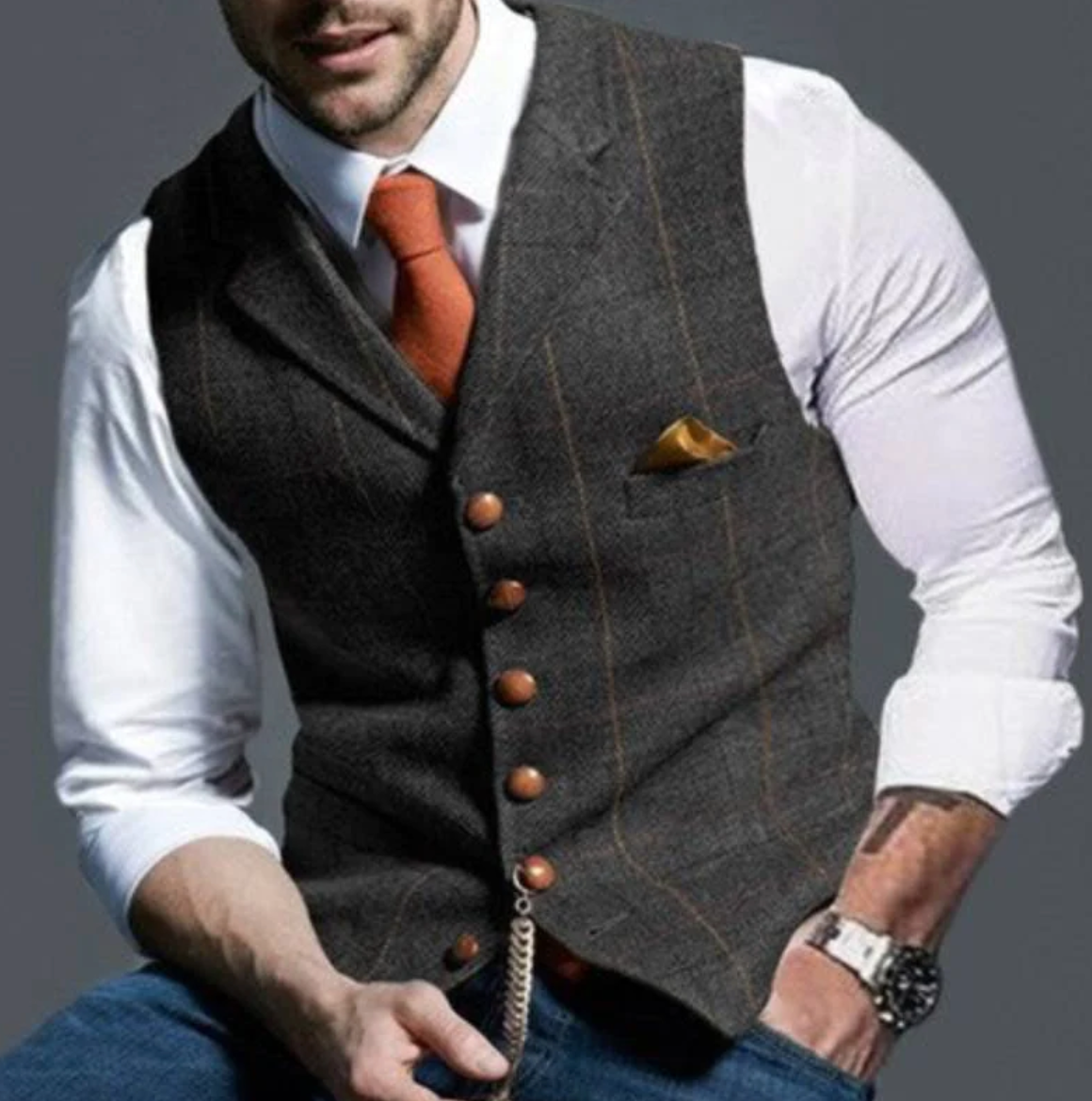 Delphine | Colete Slim Fit Masculino Gola Lapela