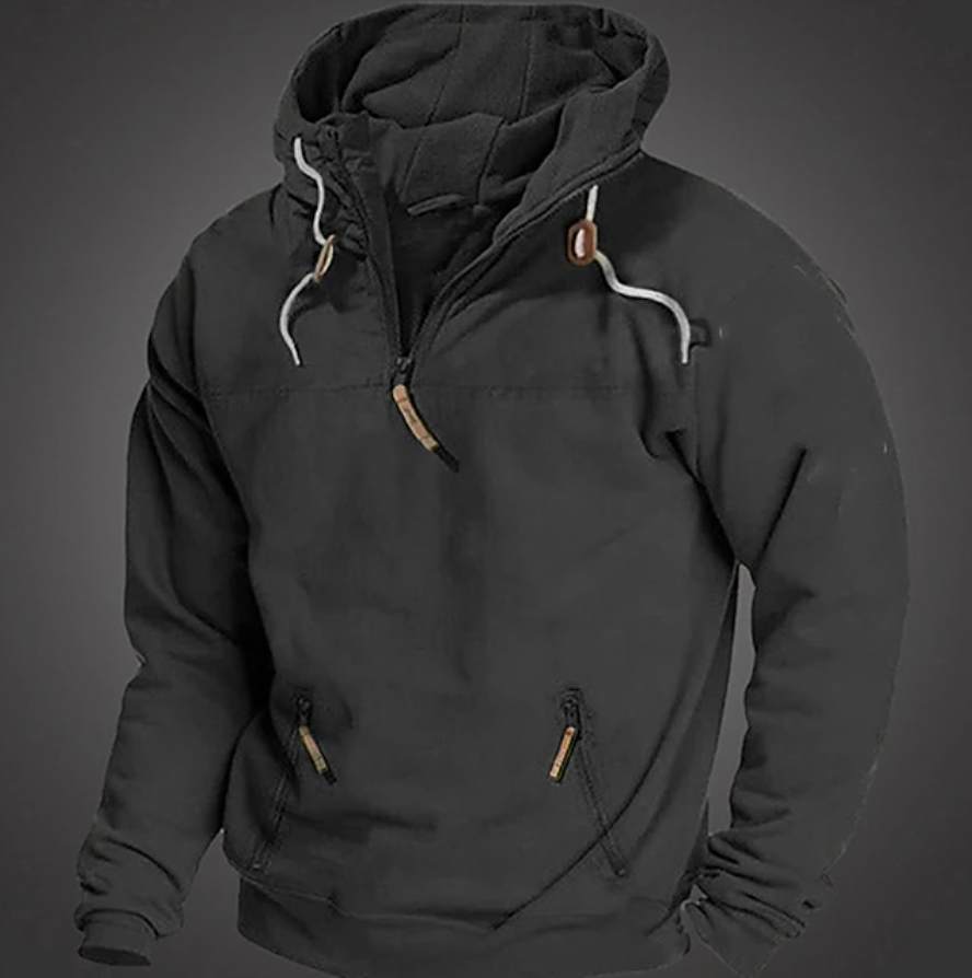 Veda | Homem Hoodie Quarter Zip Canguru Relaxed
