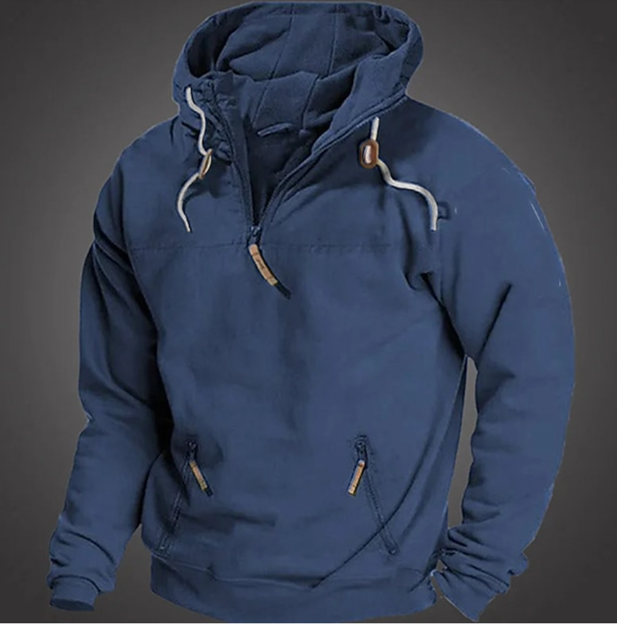 Veda | Homem Hoodie Quarter Zip Canguru Relaxed
