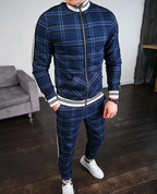 Embla | Conjunto de Treino Masculino | Padrão Xadrez, 2 Peças | Slim Fit, Gola Alta