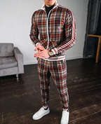 Embla | Conjunto de Treino Masculino | Padrão Xadrez, 2 Peças | Slim Fit, Gola Alta