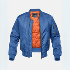Homem Bomber Jacket Acolchoada com Fecho de Correr