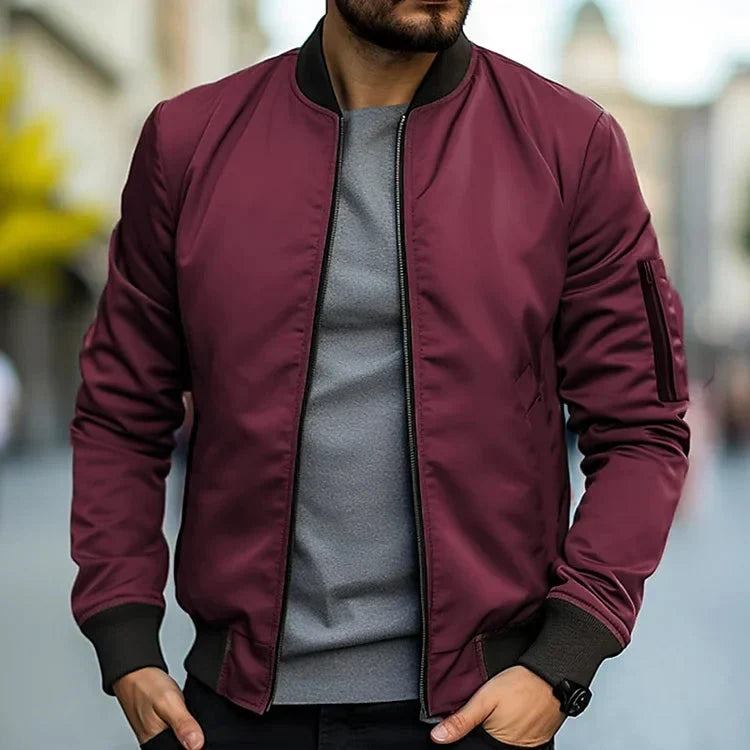 Uma | Homem Bomber Jacket Slim Fit com Fecho de Correr