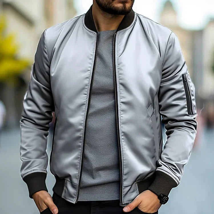 Uma | Homem Bomber Jacket Slim Fit com Fecho de Correr