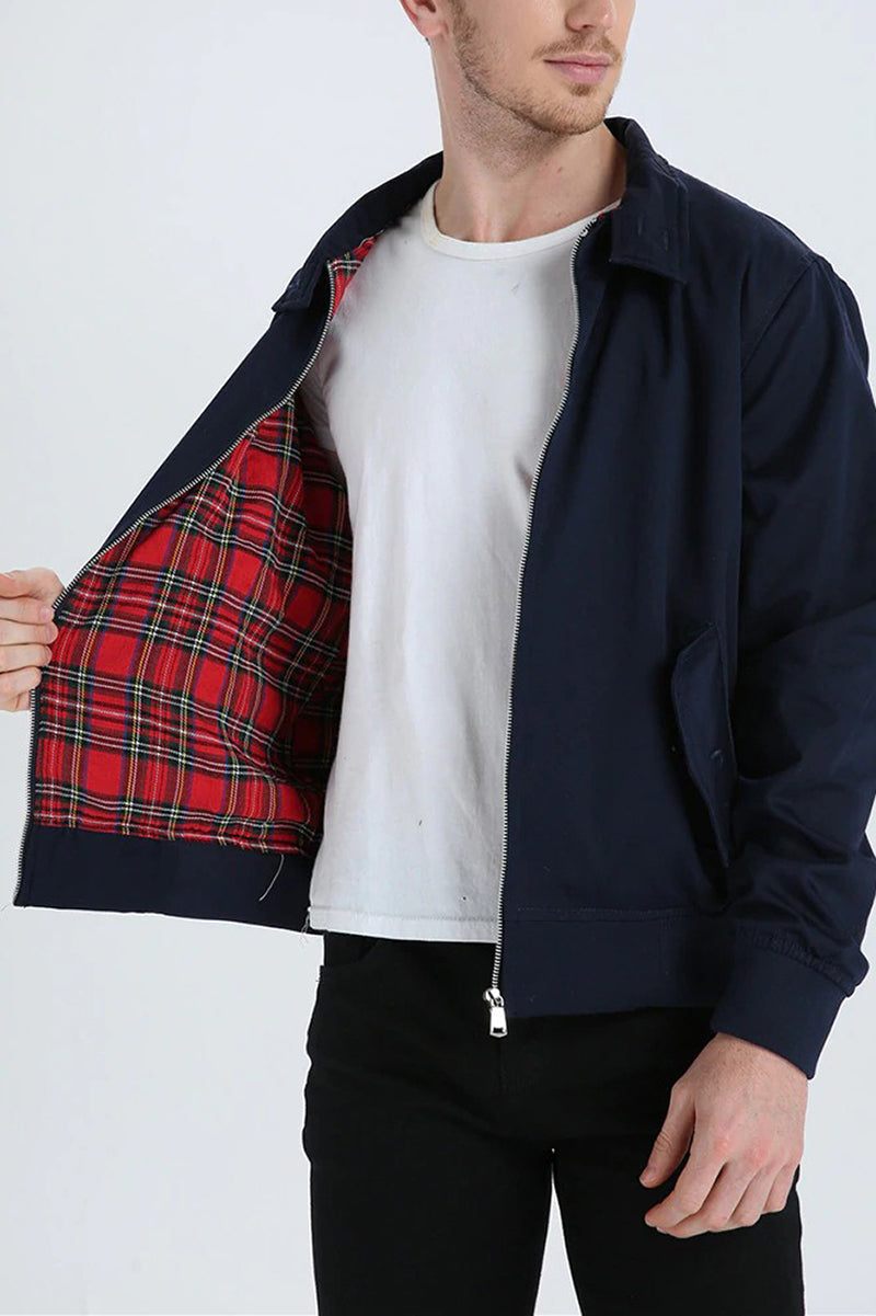 Homem Bomber Jacket Harrington com Fecho de Correr