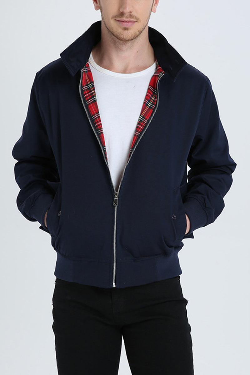 Homem Bomber Jacket Harrington com Fecho de Correr