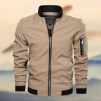 Homens Bomber Jacket Leve com Fecho de Correr