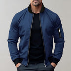 Homem Bomber Jacket Casual com Fecho