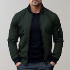 Homem Bomber Jacket Casual com Fecho