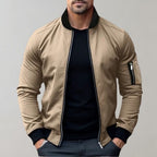 Homem Bomber Jacket Casual com Fecho