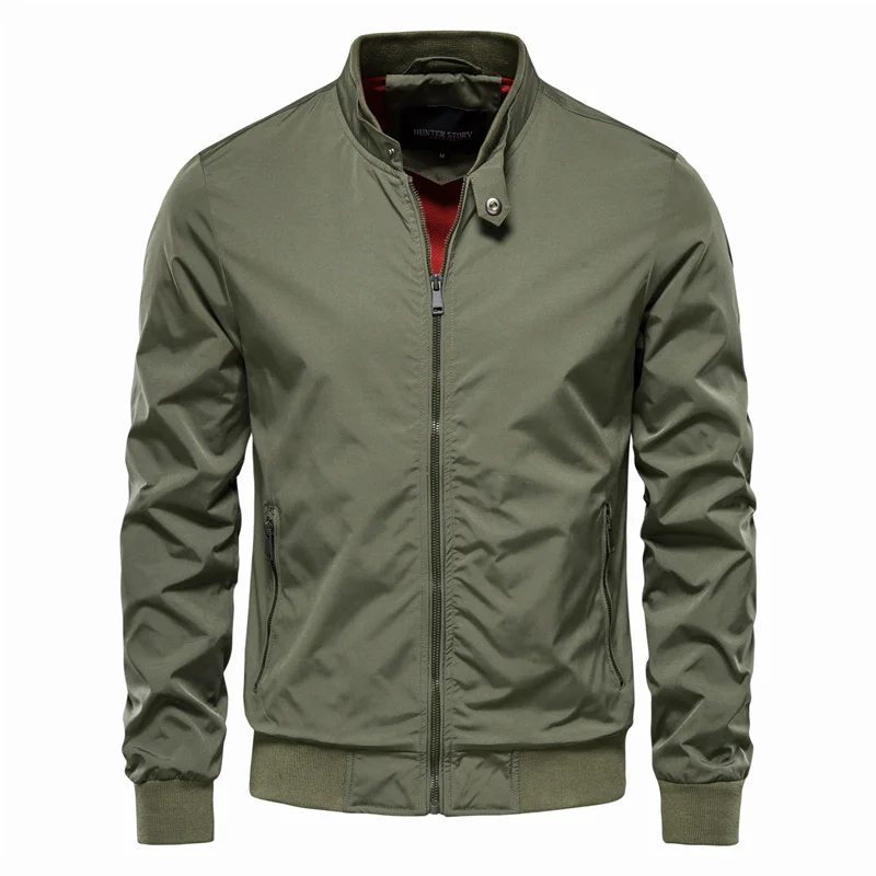 Homem Bomber Jacket Leve com Fecho de Correr