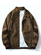 Perla | Homens Bomber Jacket Fecho de Correr Corte Largo