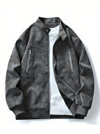 Perla | Homens Bomber Jacket Fecho de Correr Corte Largo