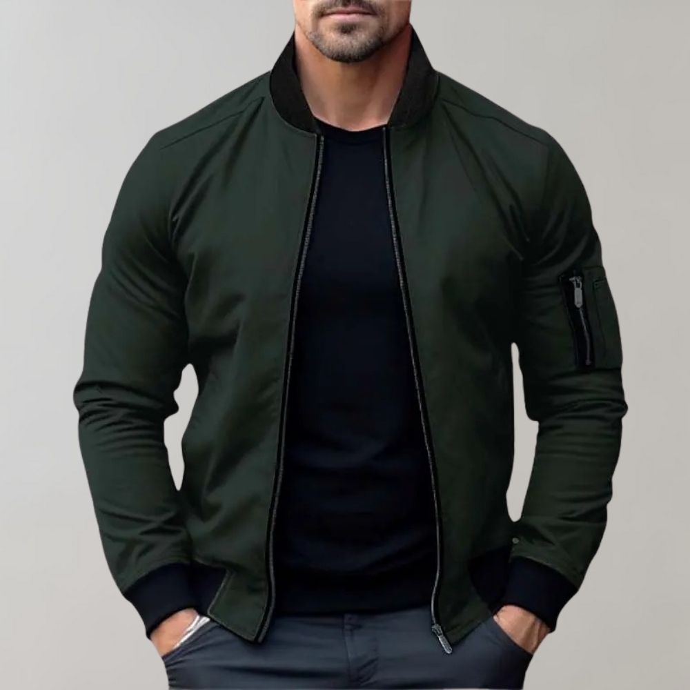 Hazel | Homem Bomber Jacket Leve com Fecho de Correr