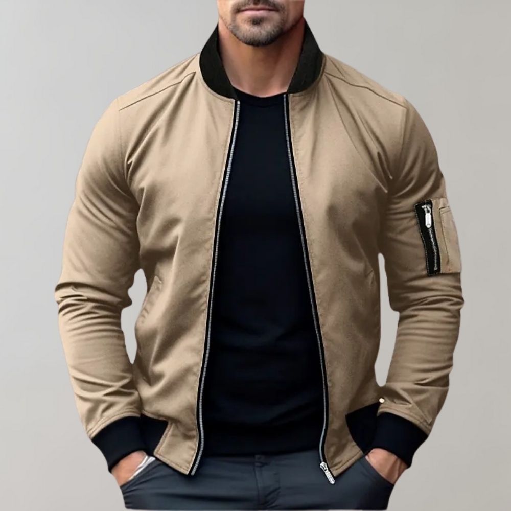 Hazel | Homem Bomber Jacket Leve com Fecho de Correr