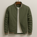 Homem Bomber Jacket Fecho de Correr Ripado