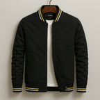 Homem Bomber Jacket Fecho de Correr Ripado