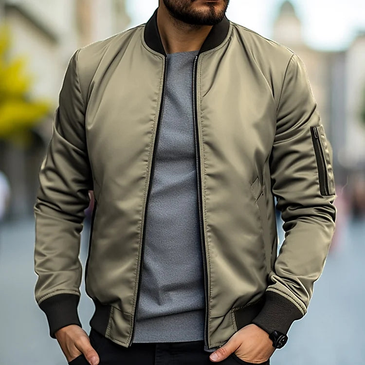 Elsa | Homem Bomber Jacket com Fecho de Correr Resistente ao Vento