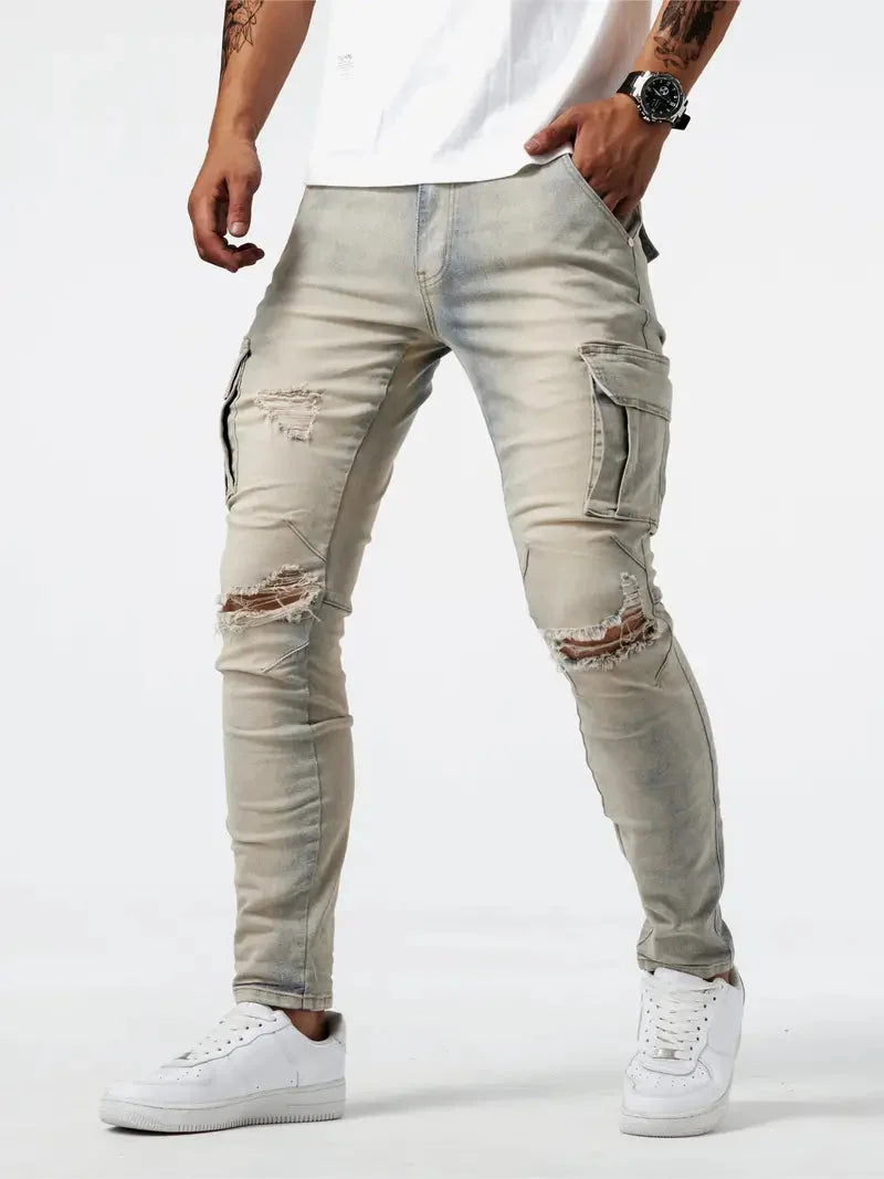 Mira | Calças Cargo Denim Masculinas