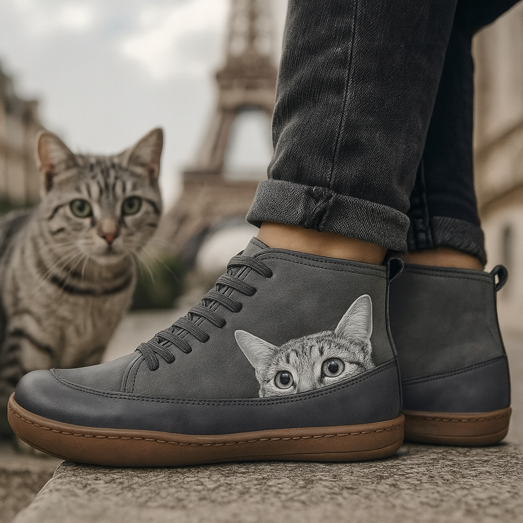 Mira | Botas Femininas com Estampa de Gato Inverno