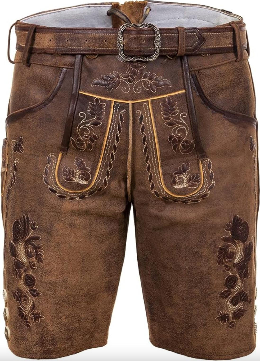 Faline | Calções Masculinos Western com Bordado e Cinto
