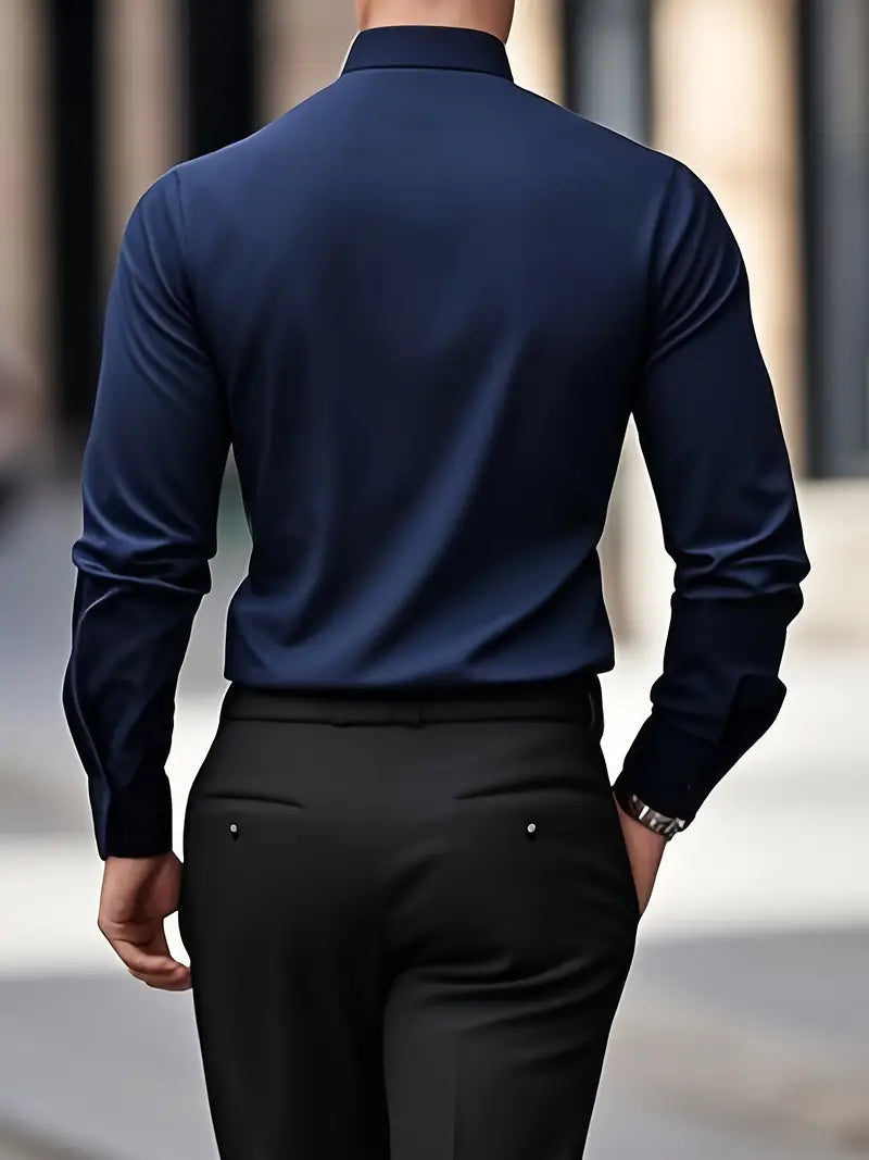 Halle | Camisa Masculina Slim Fit Sem Passar a Ferro