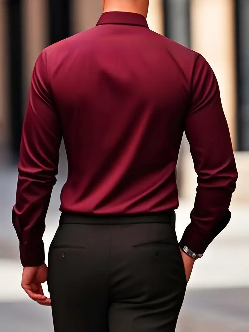 Halle | Camisa Masculina Slim Fit Sem Passar a Ferro