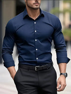 Halle | Camisa Masculina Slim Fit Sem Passar a Ferro