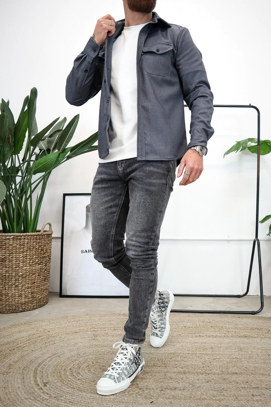 Iris | Camisa Masculina Manga Longa Bolsos no Peito
