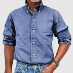 Iris | Camisa Denim Masculina Manga Longa com Botões