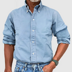 Iris | Camisa Denim Masculina Manga Longa com Botões