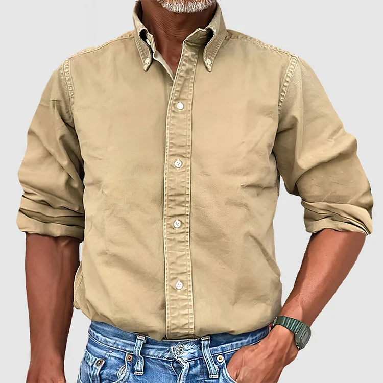 Iris | Camisa Denim Masculina Manga Longa com Botões
