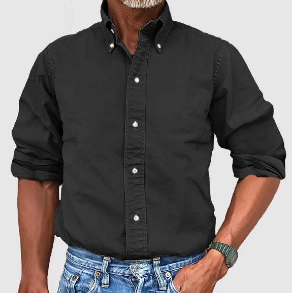 Iris | Camisa Denim Masculina Manga Longa com Botões