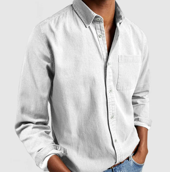 Inez | Camisa Denim Masculina Manga Longa Botões