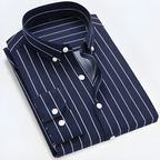 Rosalind | Camisa Oxford Masculina Listrada Manga Longa