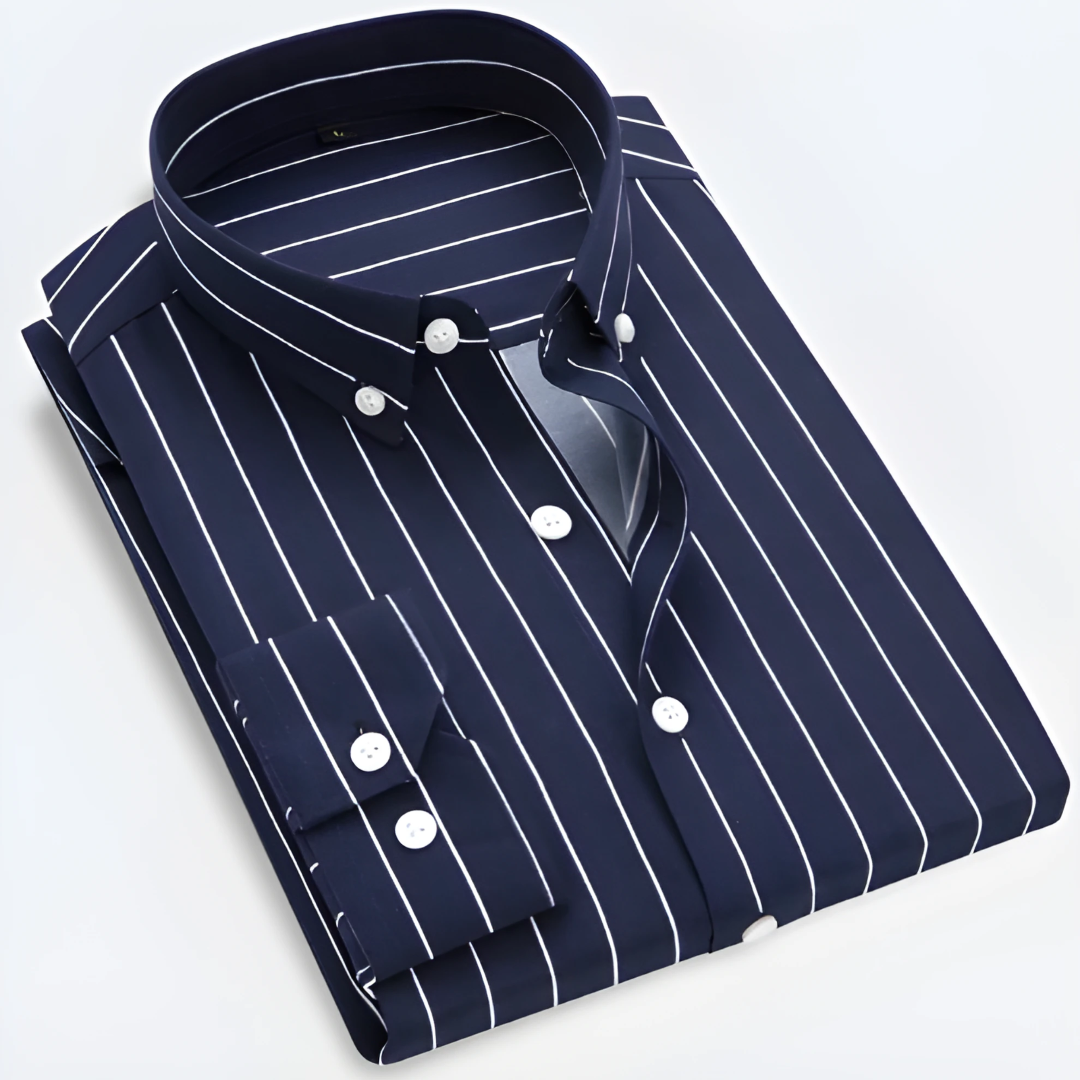 Rosalind | Camisa Oxford Masculina Listrada Manga Longa