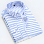 Rosalind | Camisa Oxford Masculina Listrada Manga Longa