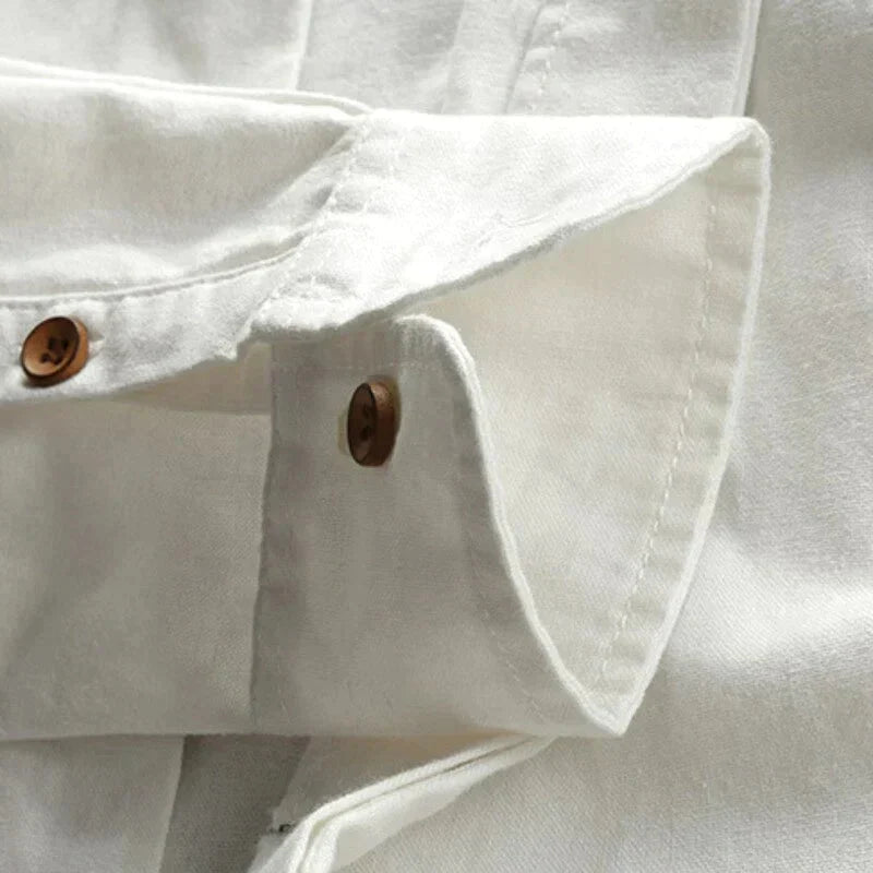Maeve | Camisa Masculina Linho Algodão Manga Longa Estilo Japonês
