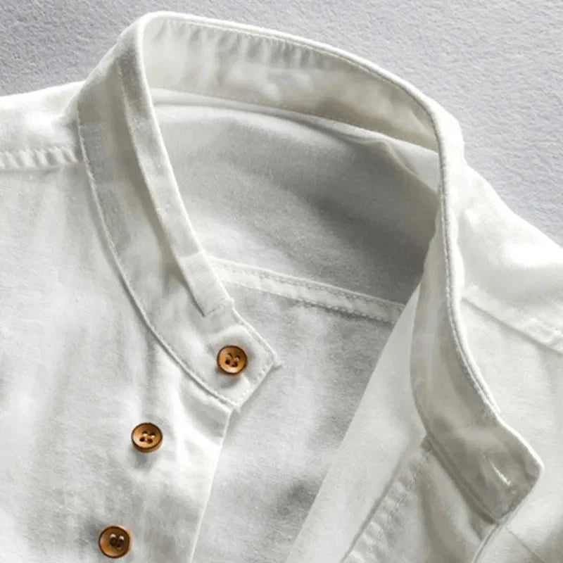 Maeve | Camisa Masculina Linho Algodão Manga Longa Estilo Japonês