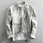 Maeve | Camisa Masculina Linho Algodão Manga Longa Estilo Japonês