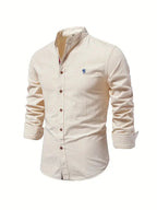 Camisa social masculina manga longa com botões corte clássico