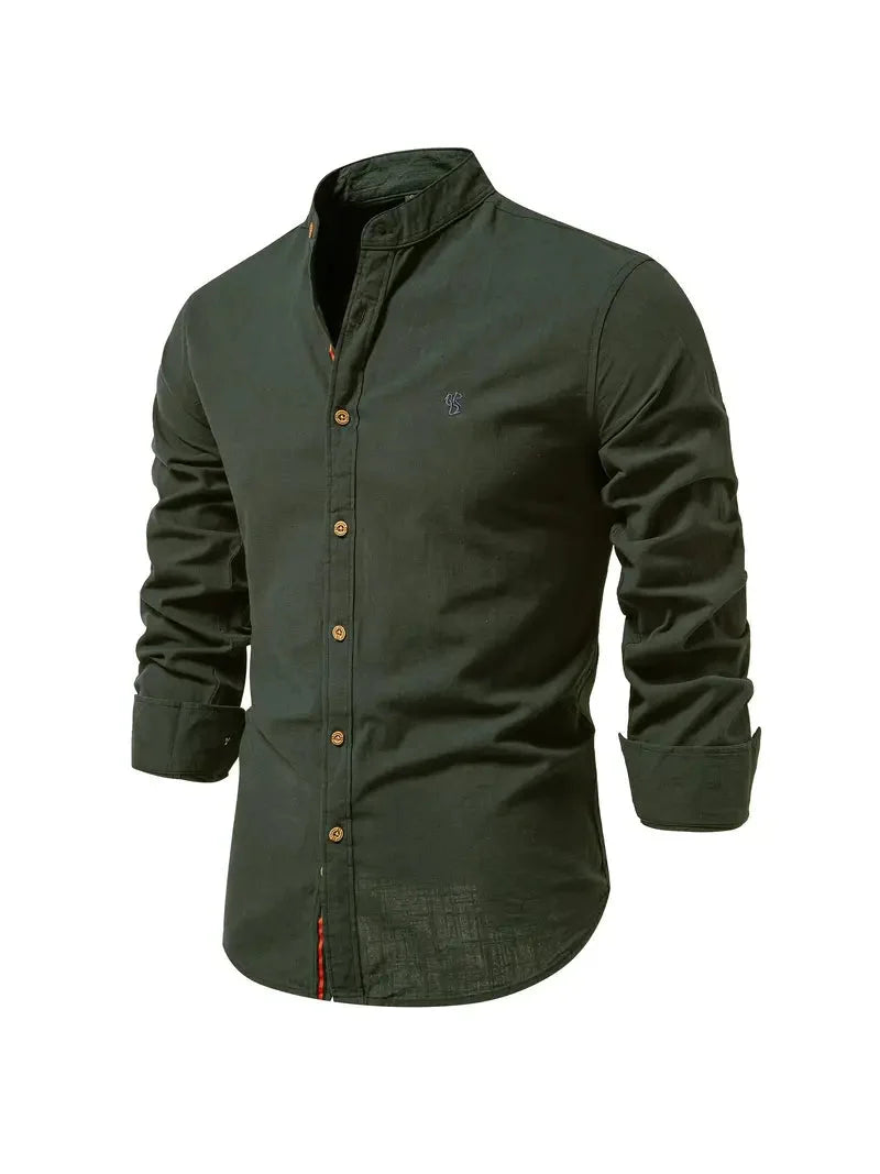 Camisa social masculina manga longa com botões corte clássico