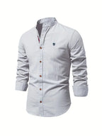 Camisa social masculina manga longa com botões corte clássico