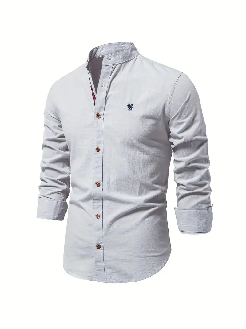 Camisa social masculina manga longa com botões corte clássico