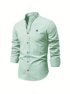 Camisa social masculina manga longa com botões corte clássico