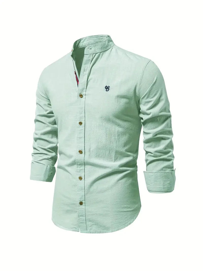 Camisa social masculina manga longa com botões corte clássico