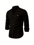 Camisa social masculina manga longa com botões corte clássico